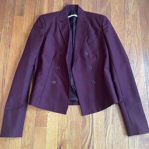 Vintage Richard Tyler Women's Double-Breasted Burgundy Blazer